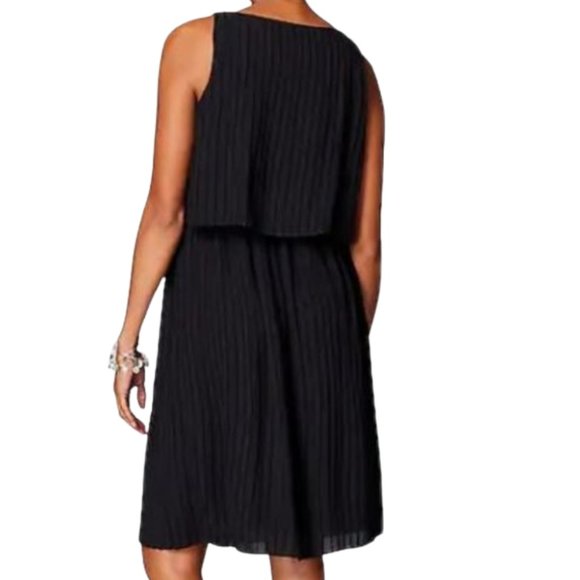 J. Jill Woman's Layered Pleated Knee Length Sleeveless Black Dress SP NEW $129 - Picture 2 of 14